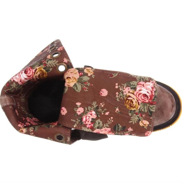 Dr. Martens Floral Combat Boots Vintage Leather Lace-up Ankle‎ Boots UK 4 - Picture 15 of 16